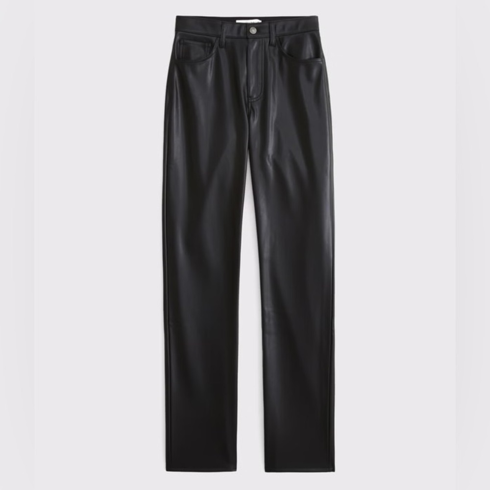 Abercrombie & Fitch Black Leather Pants - Straight Leg Women Size 27 - Picture 4 of 9